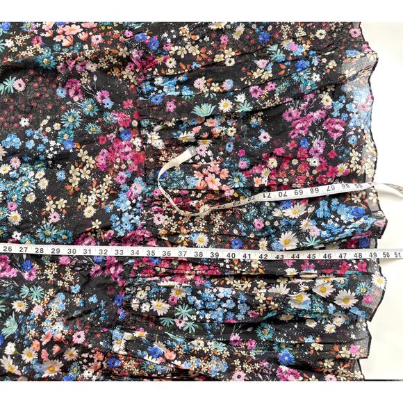 Anthropologie Geisha Designs Floral Organdy Midi Dress Size Medium Sequin Party - Picture 16 of 16